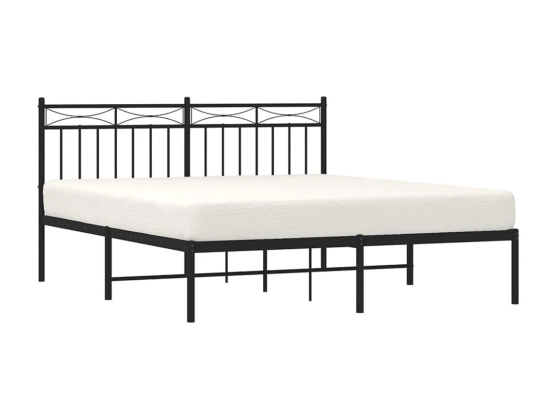 Lit-160x200 cm métal avec tête de lit noir EGGB34472