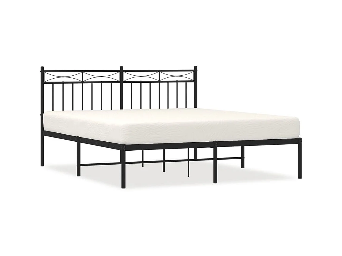 Lit-160x200 cm métal avec tête de lit noir EGGB34472