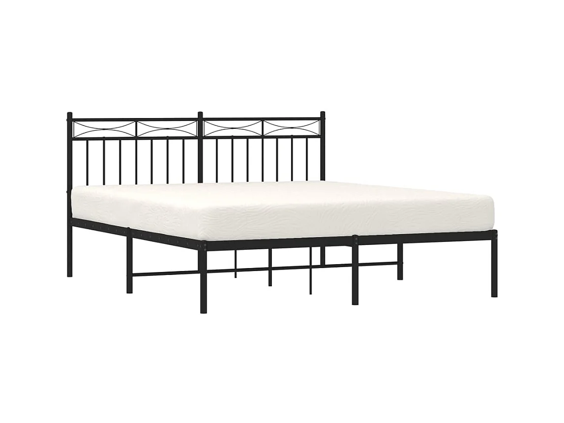 Lit-160x200 cm métal avec tête de lit noir EGGB34472