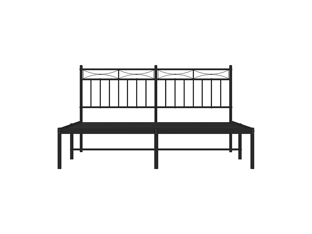 Lit-160x200 cm métal avec tête de lit noir EGGB34472