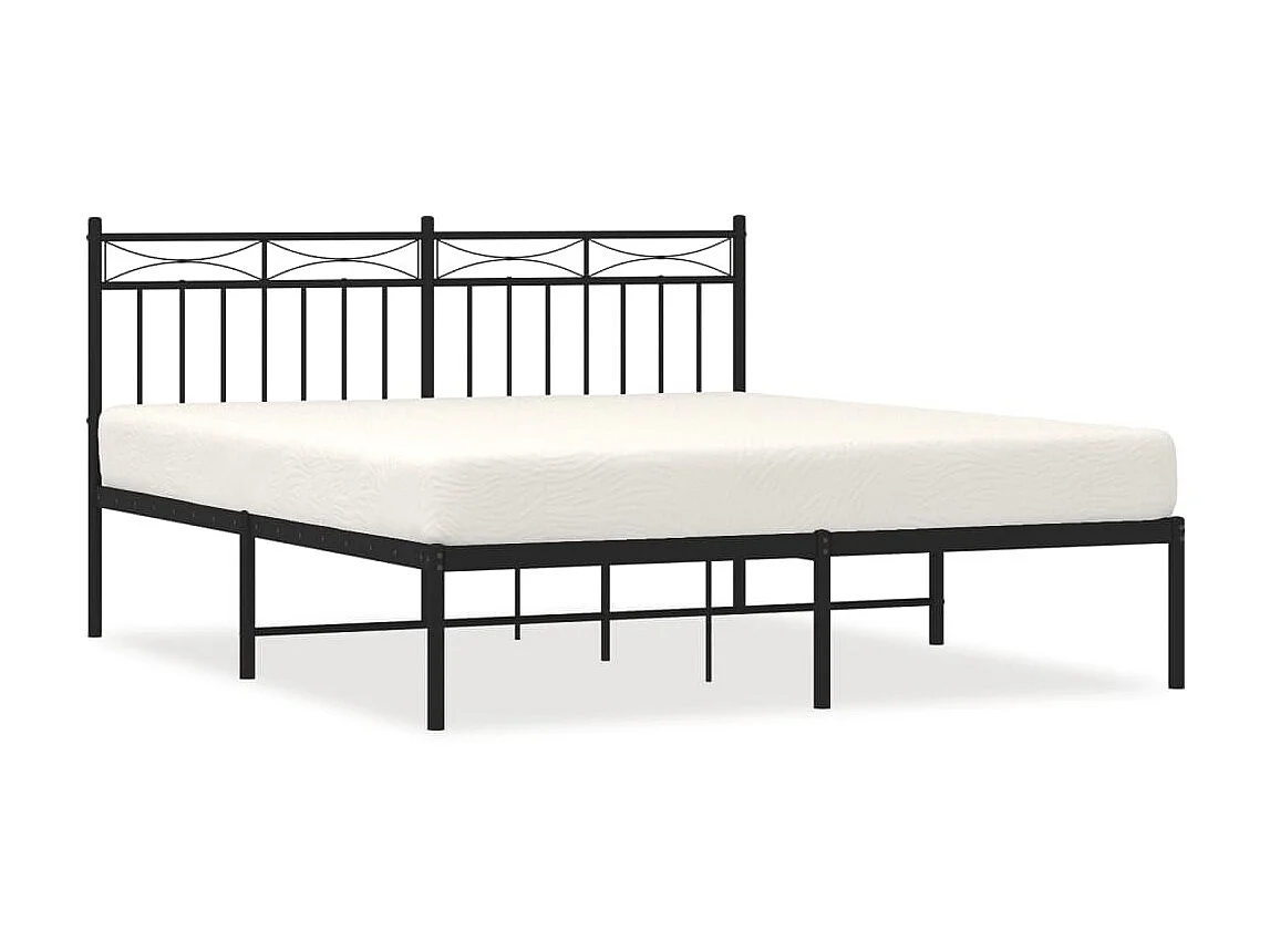 Lit-160x200 cm métal avec tête de lit noir EGGB34472
