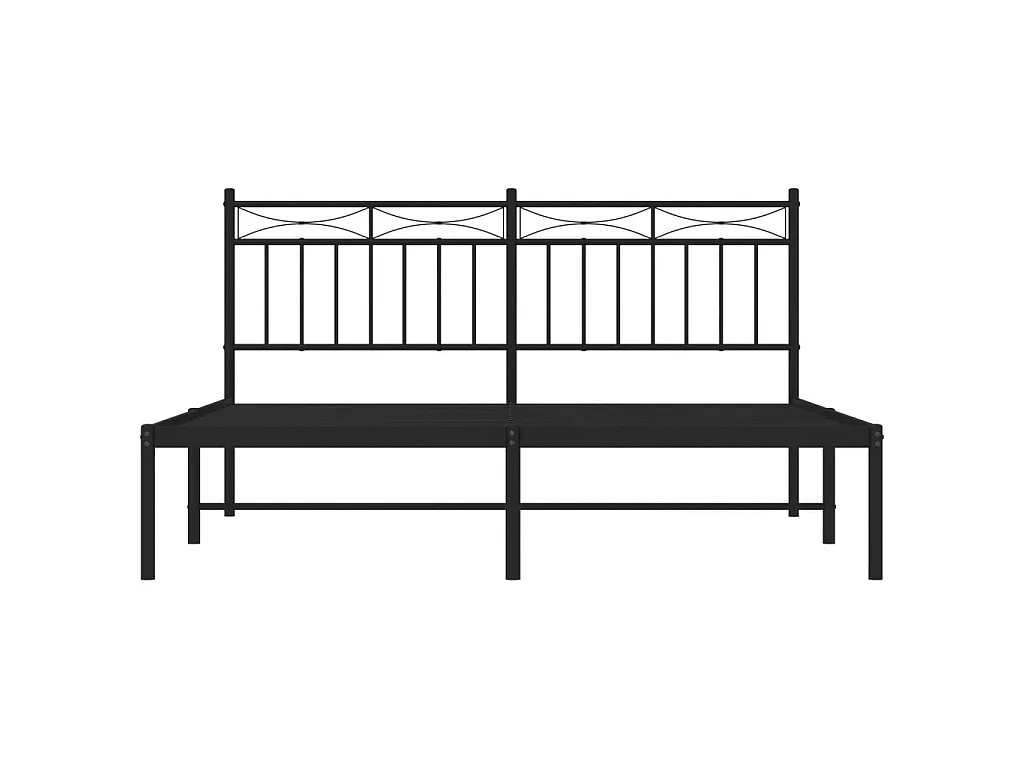 Lit-160x200 cm métal avec tête de lit noir EGGB34472