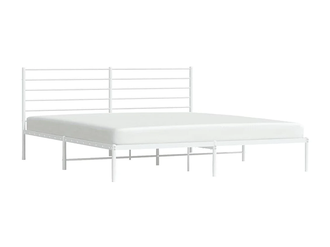 Cama 180x210 cm de metal con cabecero blanco ES24456
