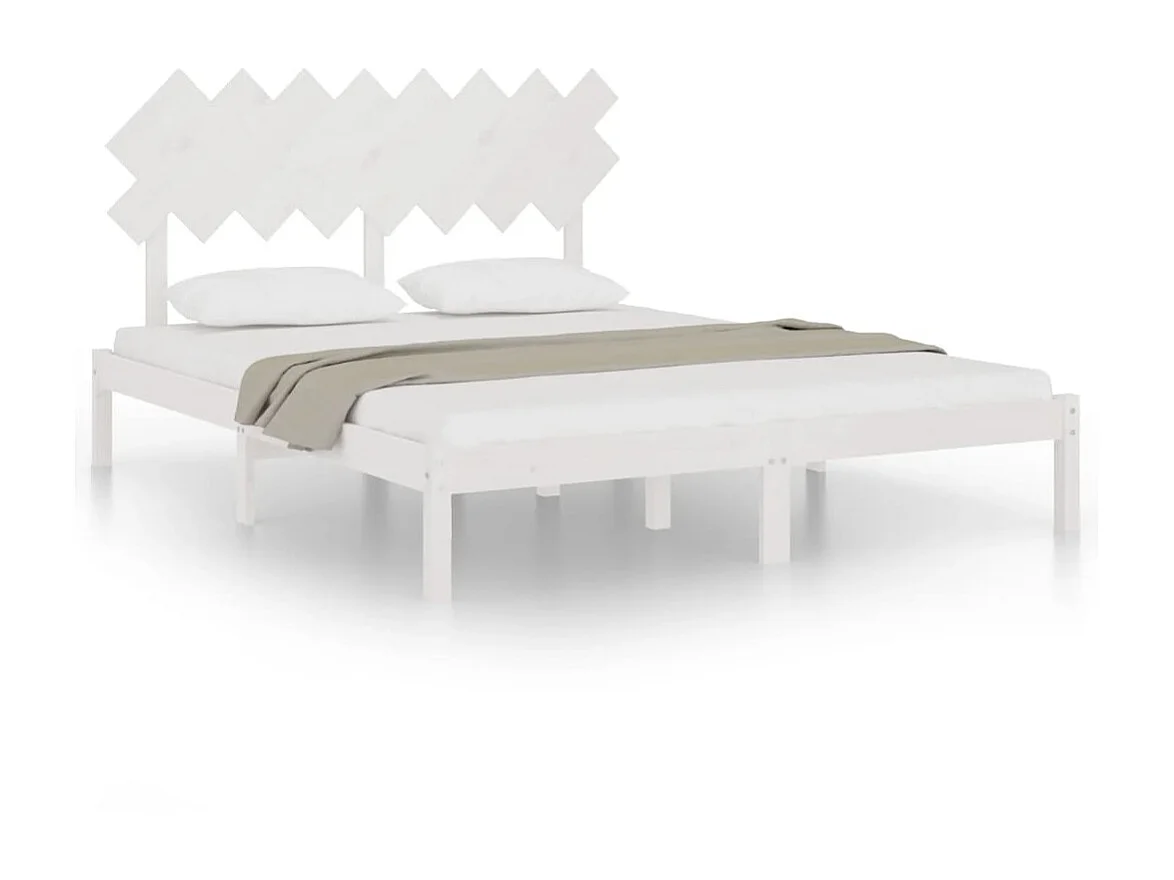 Cama 160x200 cm de madera maciza de pino blanca ES11035