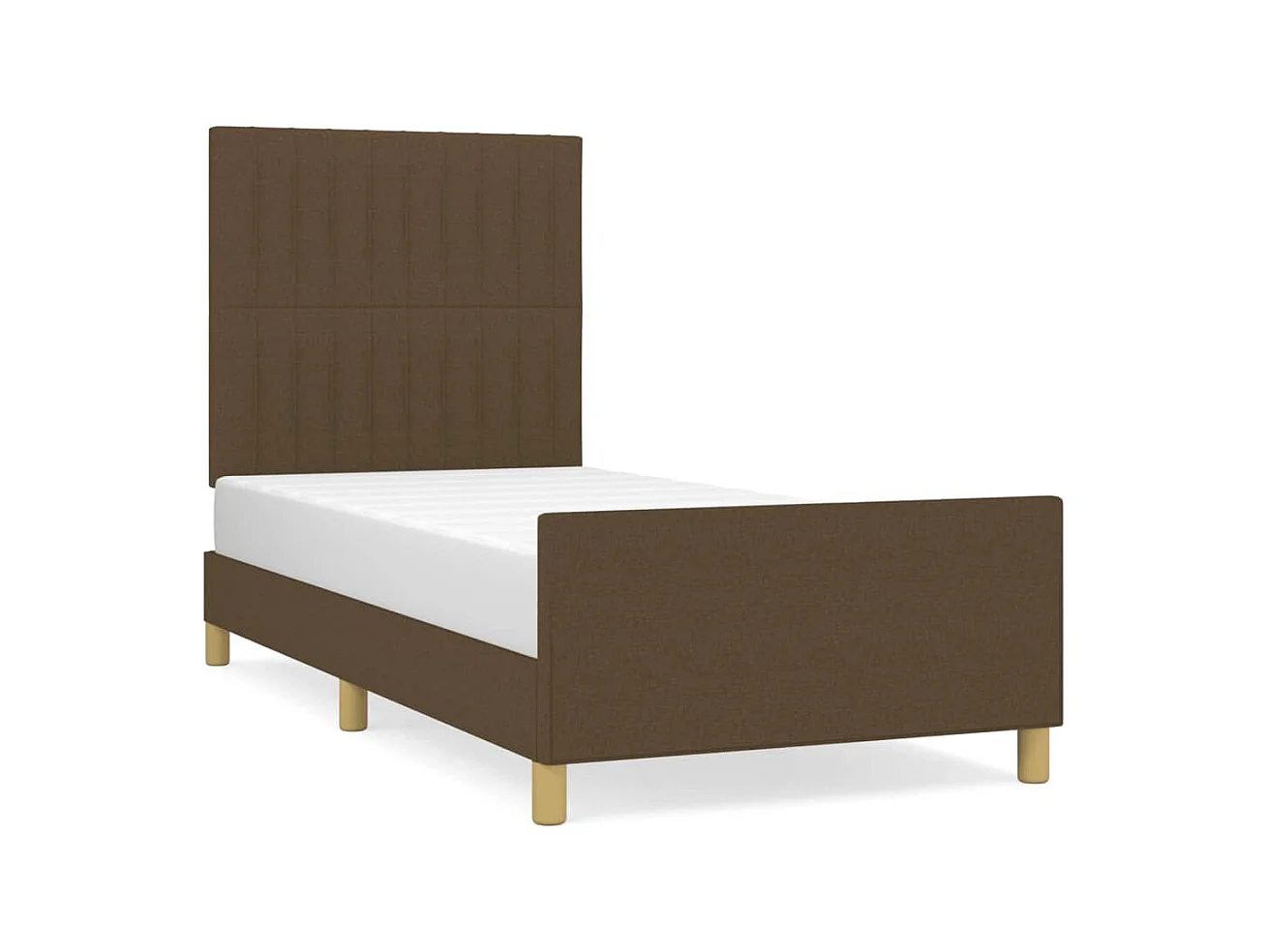 Estructura de cama con cabecero de tela marrón oscuro 90x190 cm ES962889