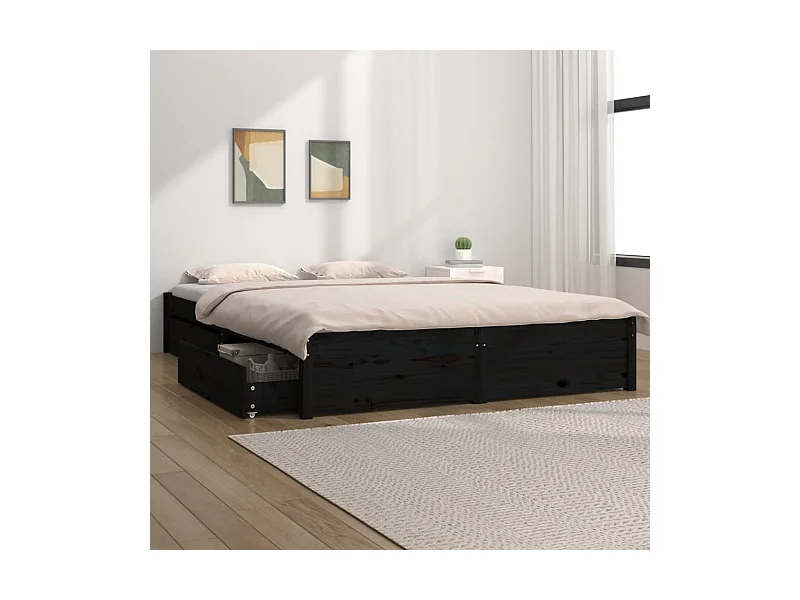 Lit-120x190 cm avec tiroirs Noir Petit double EGGB71582