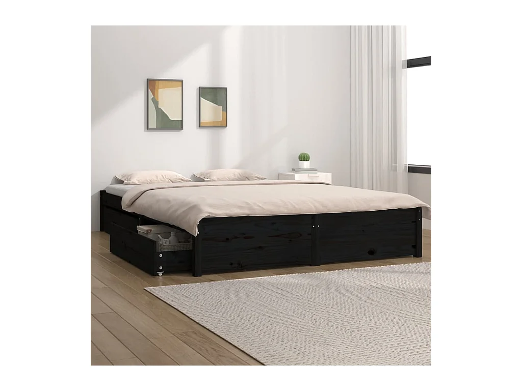 Lit-120x190 cm avec tiroirs Noir Petit double EGGB71582