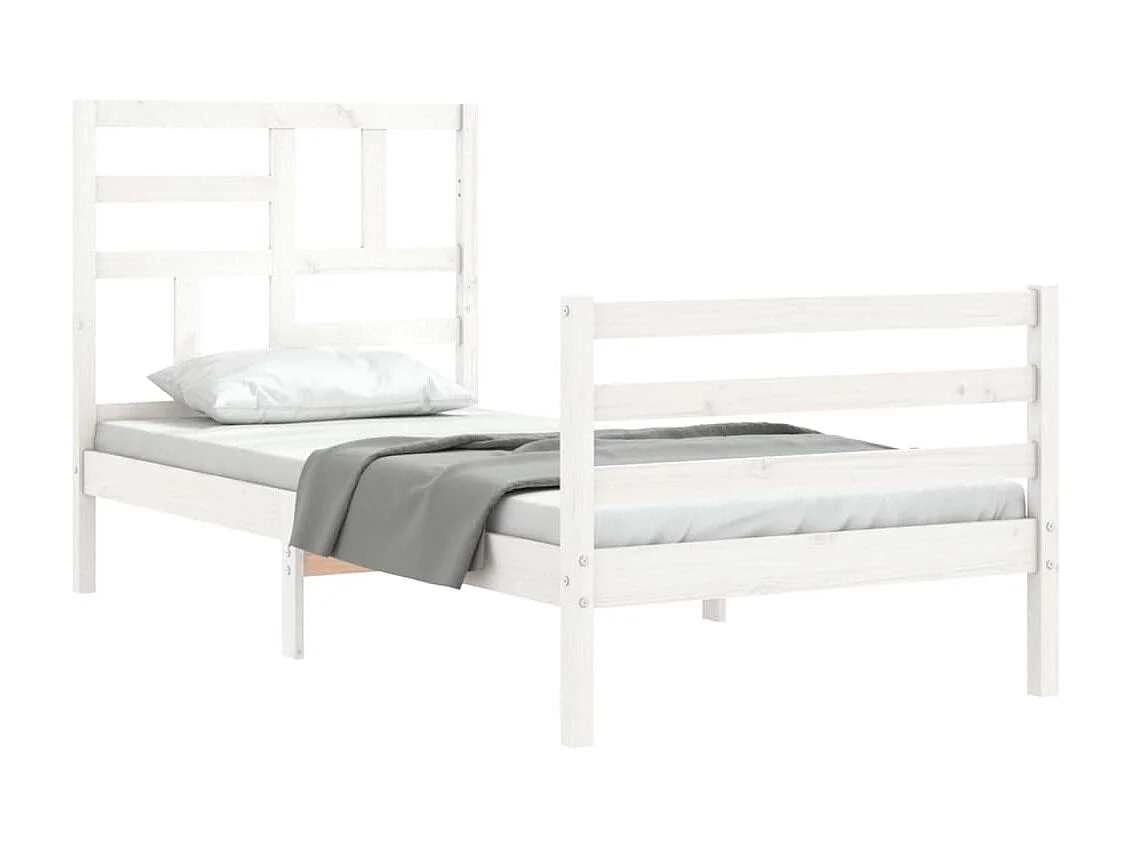 Cama de adulto com cabeceira 100x200cm madeira maciça branco PT840927