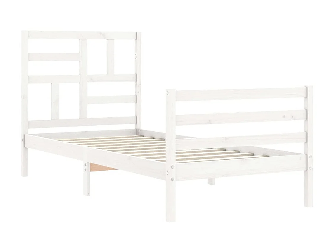 Cama de adulto com cabeceira 100x200cm madeira maciça branco PT840927