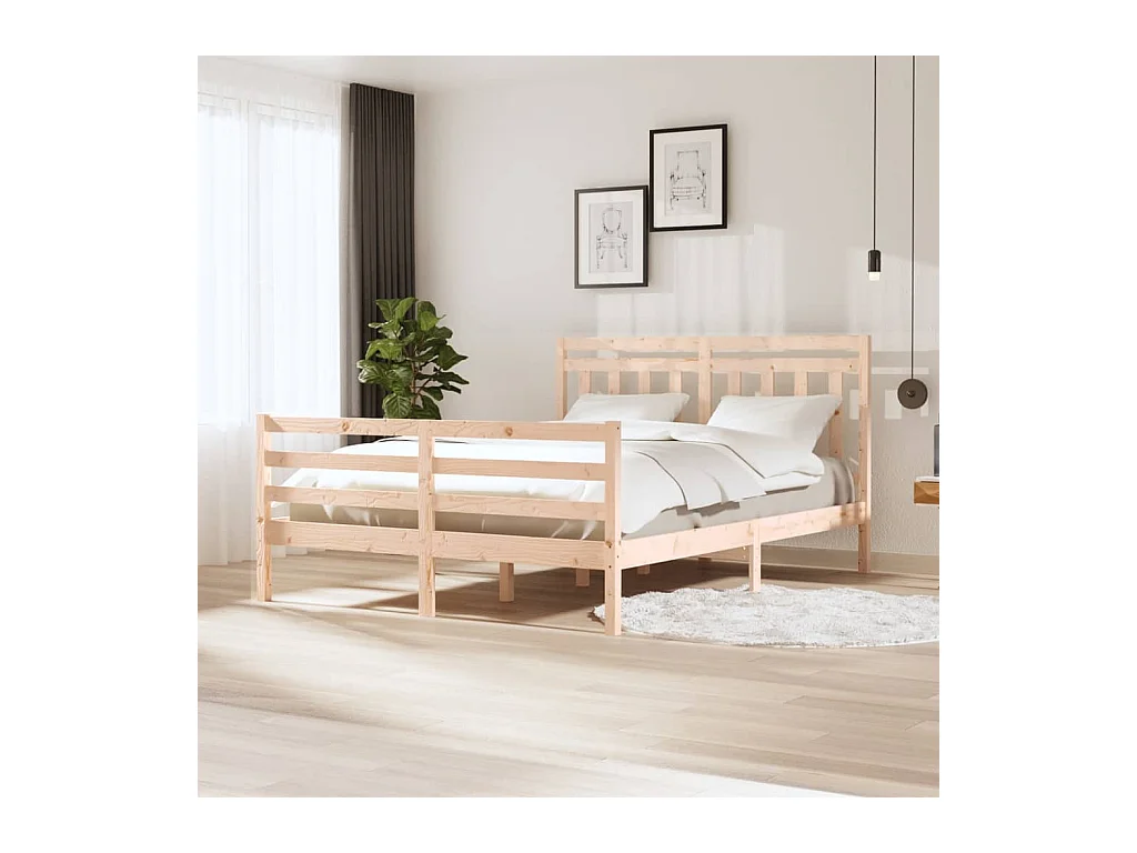 Lit-150x200 cm Bois massif Très grand EGGB18041