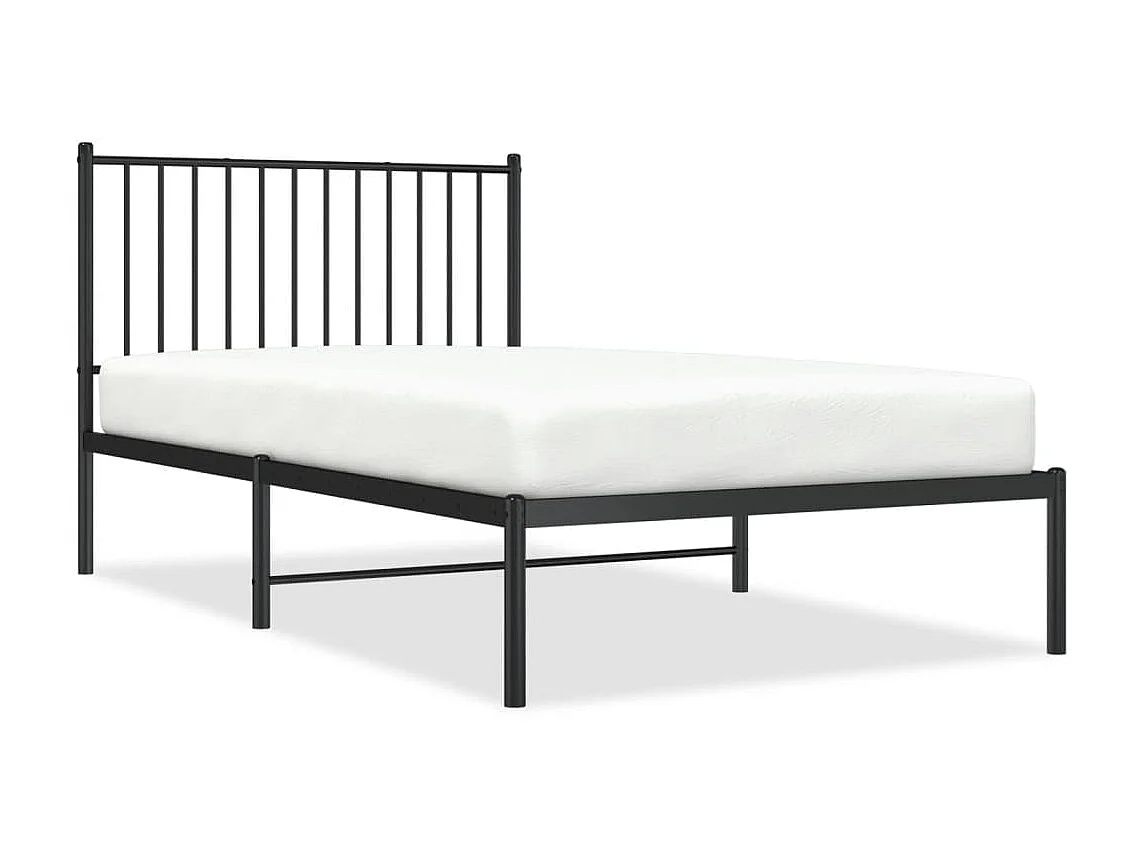 Lit-100x190 cm métal avec tête de lit noir EGGB74604