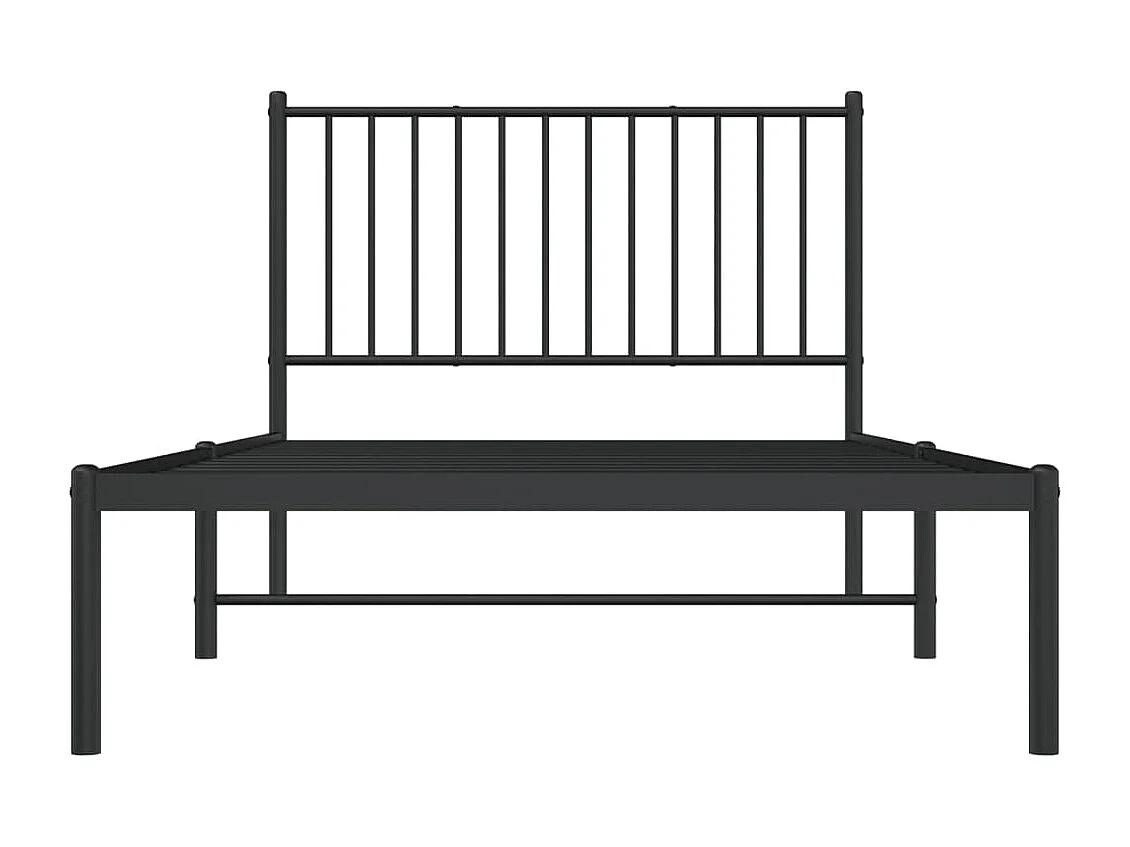 Lit-100x190 cm métal avec tête de lit noir EGGB74604