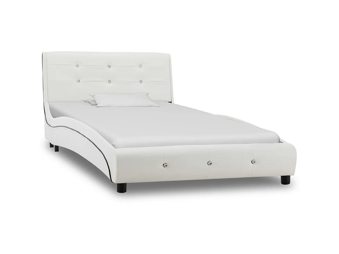 Lit-90x200 cm Blanc Similicuir EGGB13535