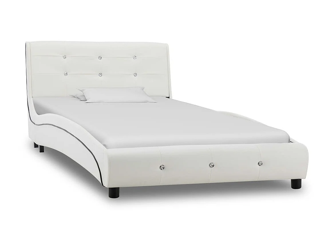 Lit-90x200 cm Blanc Similicuir EGGB13535