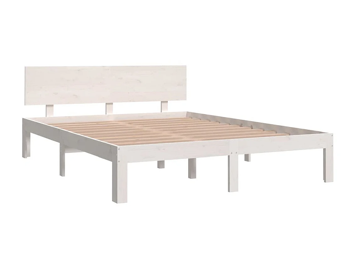 Lit-140x190 cm Blanc Bois de pin massif EGGB54935