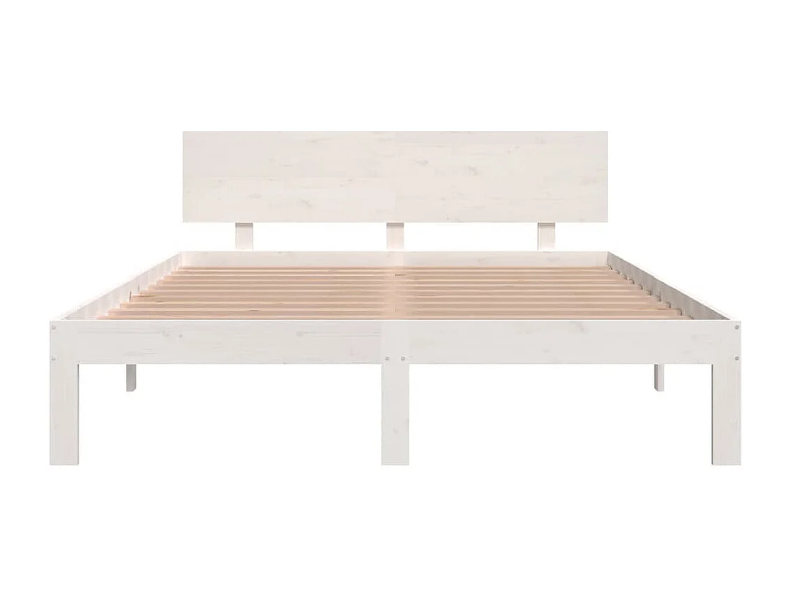 Lit-140x190 cm Blanc Bois de pin massif EGGB54935