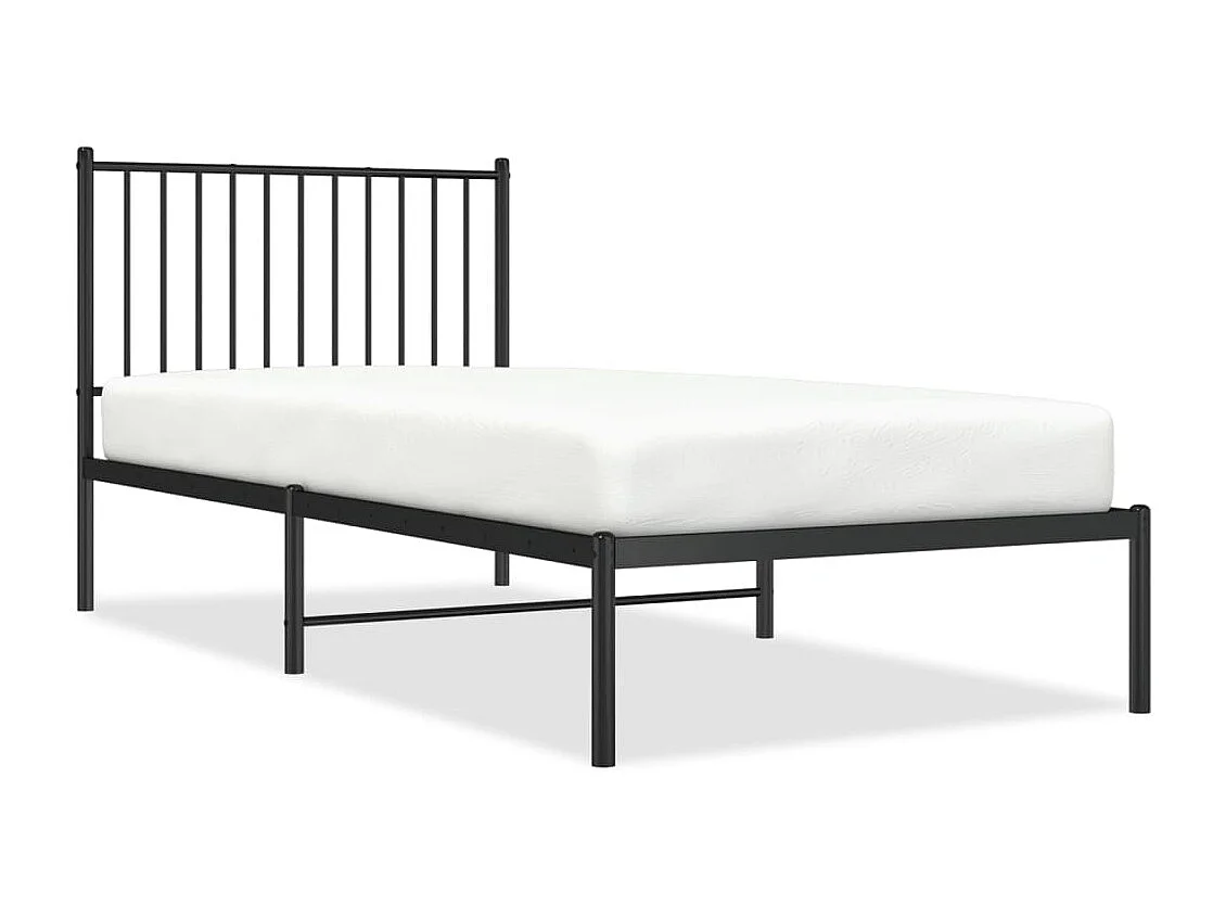 Lit-90x200 cm métal avec tête de lit noir EGGB57845