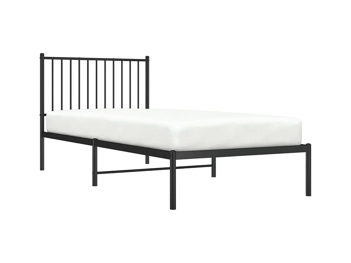 Lit-90x200 cm métal avec tête de lit noir EGGB57845