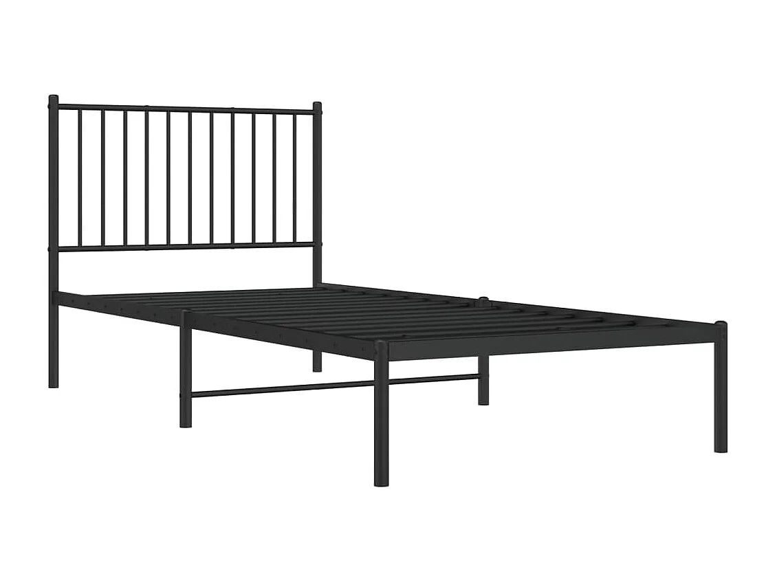 Lit-90x200 cm métal avec tête de lit noir EGGB57845