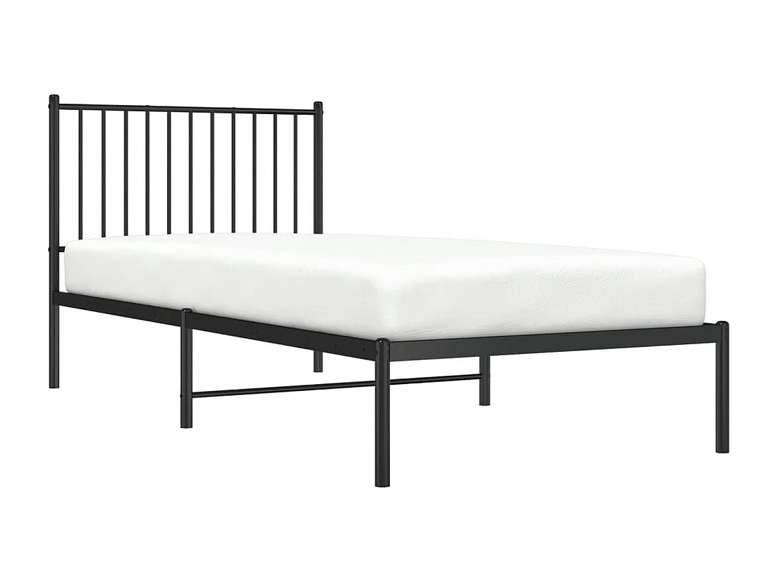 Bedframe met hoofdbord metaal zwart 90x200 cm NL12255