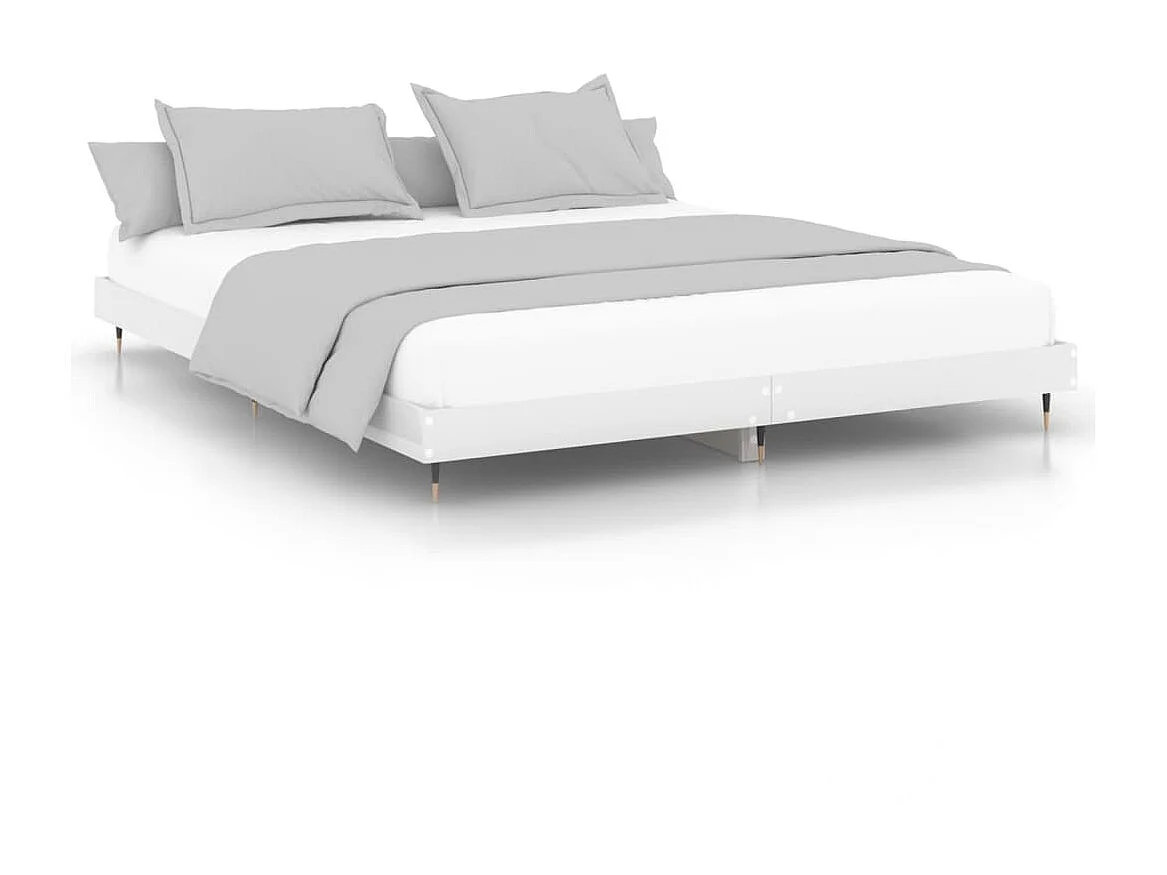 Lit-120x200 cm blanc brillant bois d'ingénierie EGGB23498