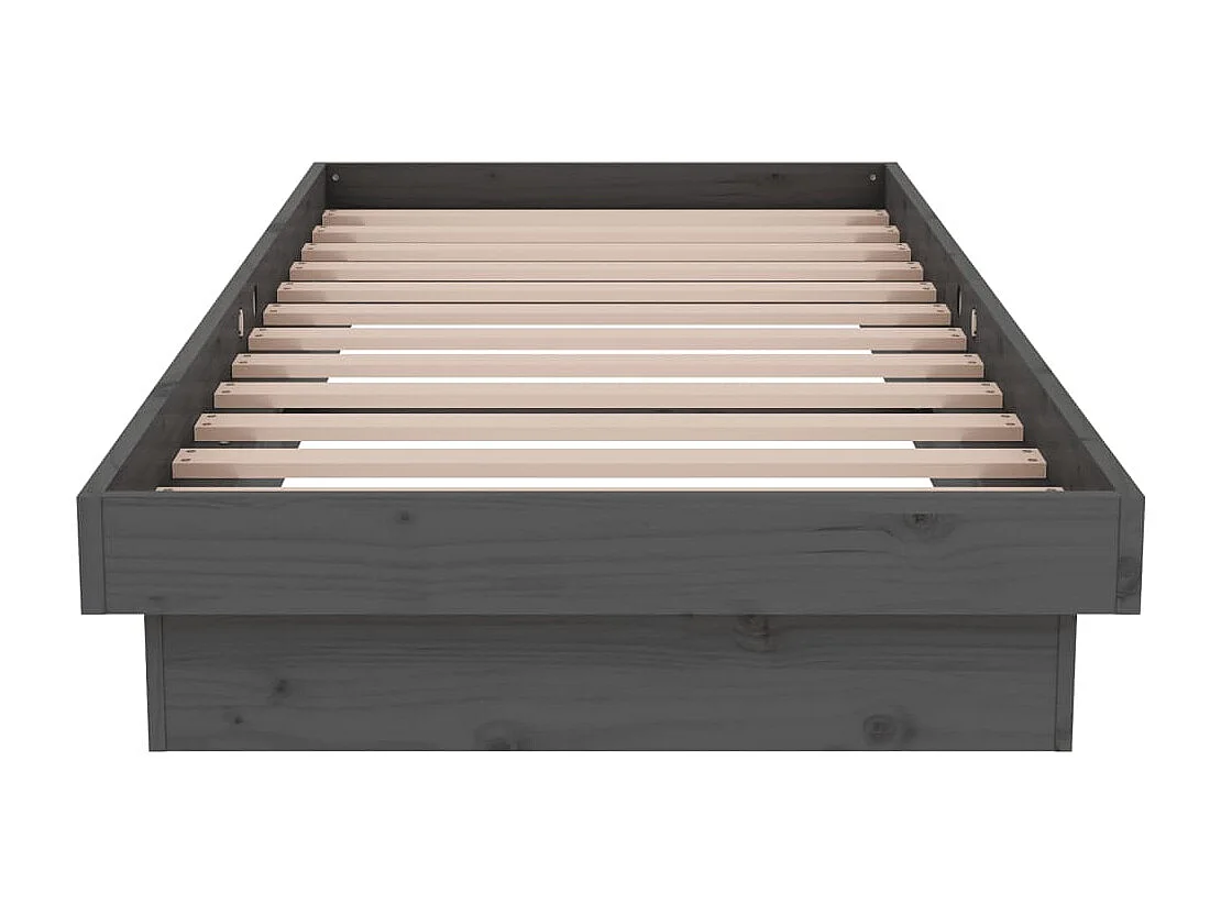 Cama pequena solteiro 75x190 cm madeira maciça cinza PT944890