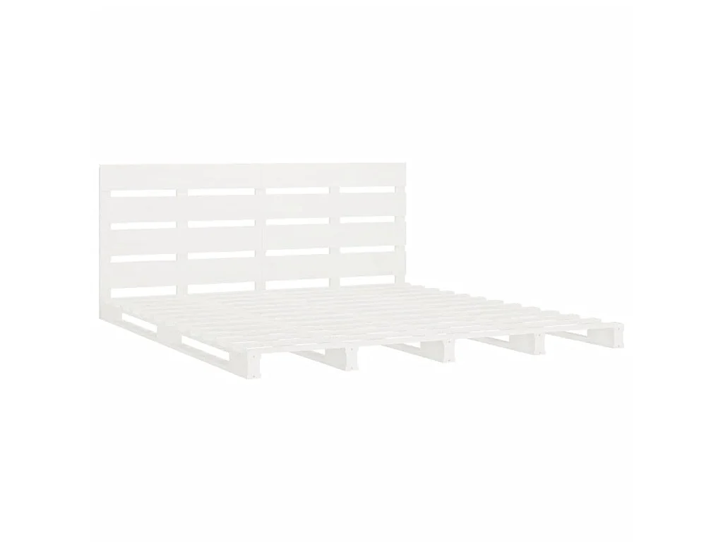 Lit-135x190 cm Blanc Bois de pin massif Double EGGB22130