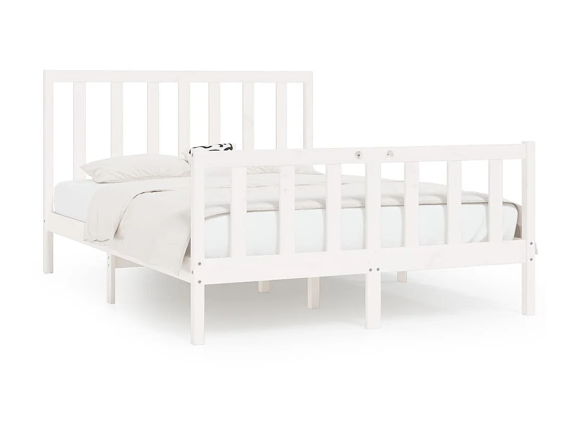 Cama 160x200 cm madeira maciça branco PT977921