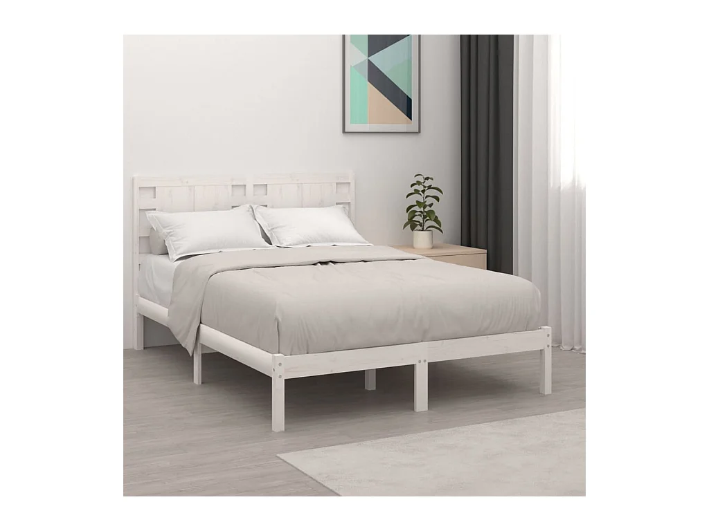 Lit-120x190 cm Blanc Bois massif Petit Double EGGB26913