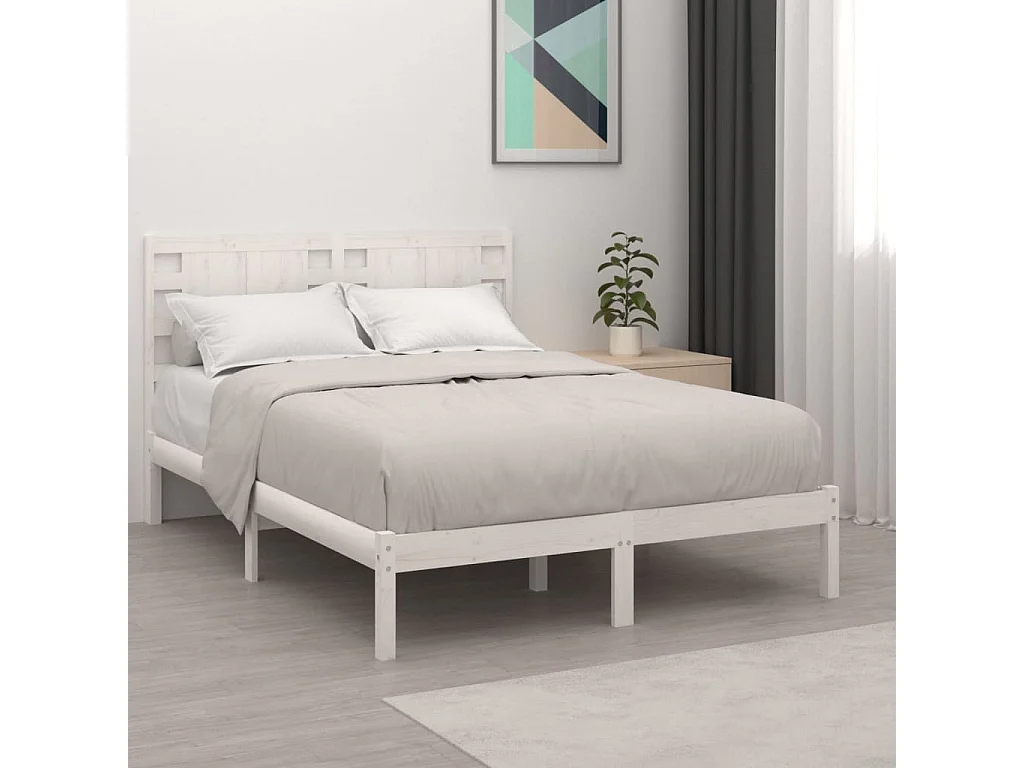 Bedframe massief hout wit 120x190 cm NL55488