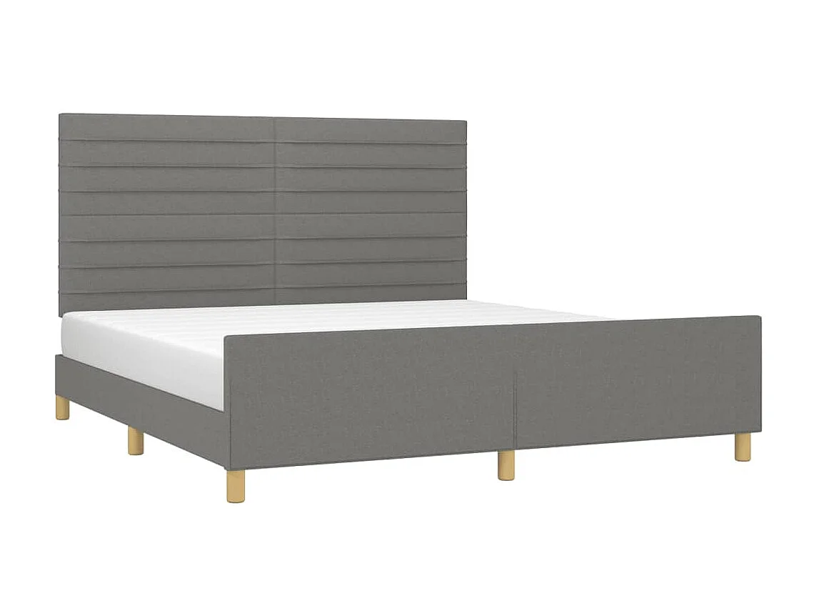 Cama 160x200 cm con cabecero tela gris oscuro ES90305