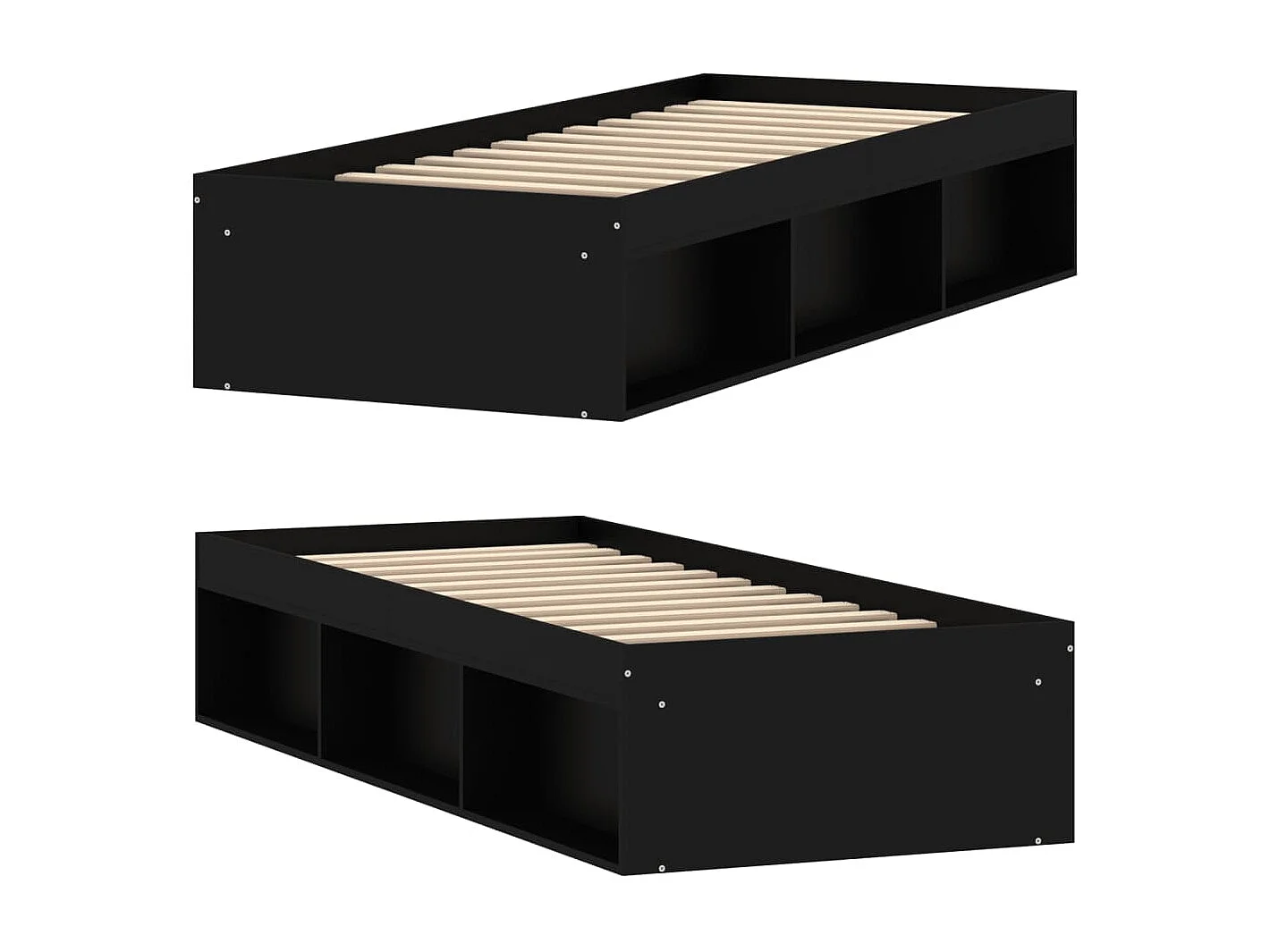 Cama solteiro 75x190 cm preto PT687761