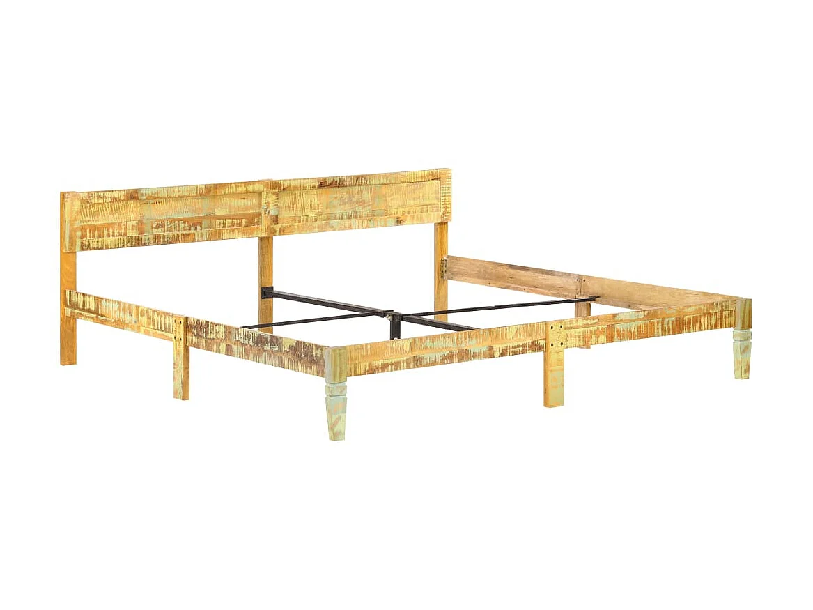 Lit-200x200 cm Bois de récupération massif EGGB71927