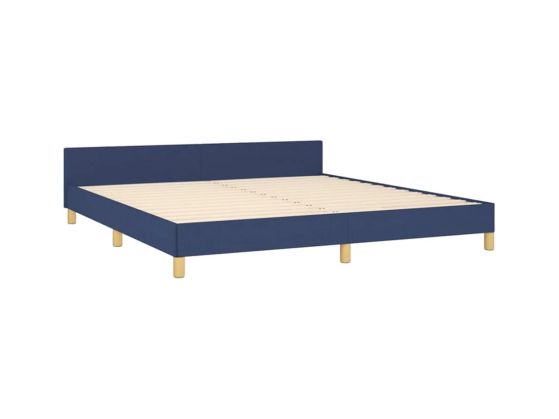 Lit-160x200 cm avec tête de lit Bleu Tissu EGGB35742