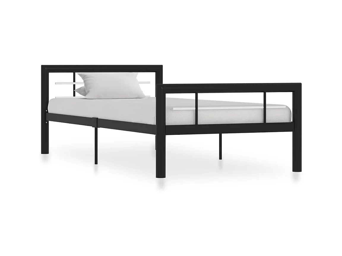 Lit-100x200 cm Noir et blanc Métal EGGB65147