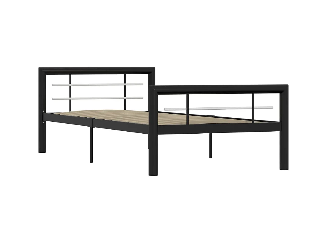 Lit-100x200 cm Noir et blanc Métal EGGB65147