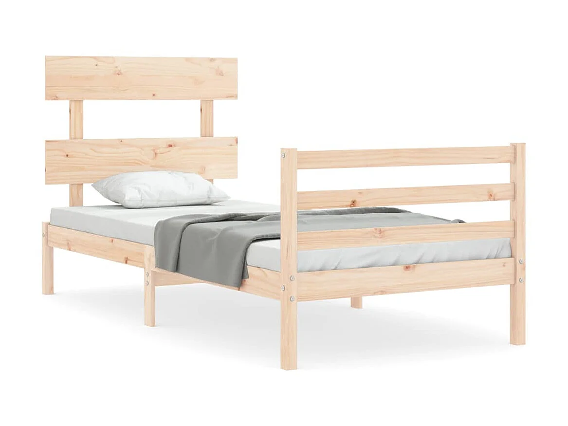 Cama com cabeceira 90x200 cm madeira maciça PT457213