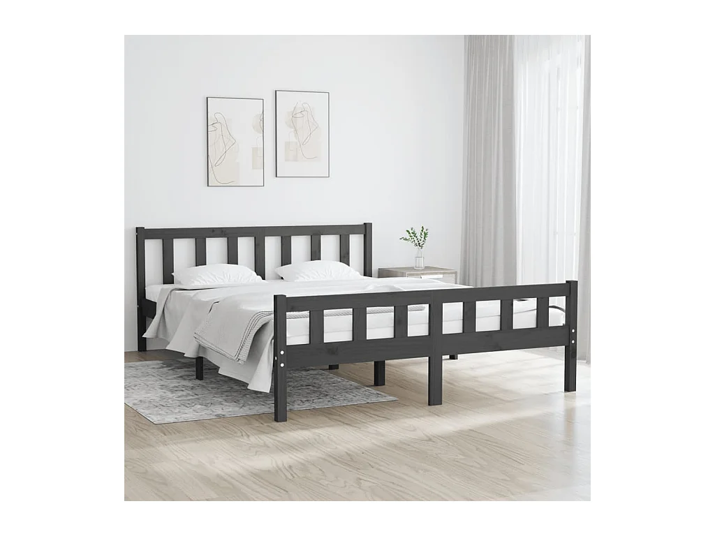 Lit-120x200 cm Gris Bois massif EGGB63691