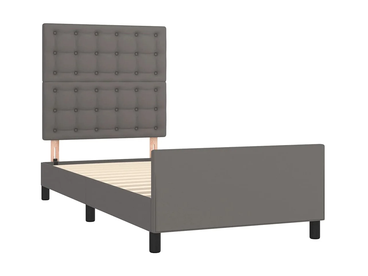 Cama - 100x200cm,c/ cabeceira couro artificial cinzento PT969928