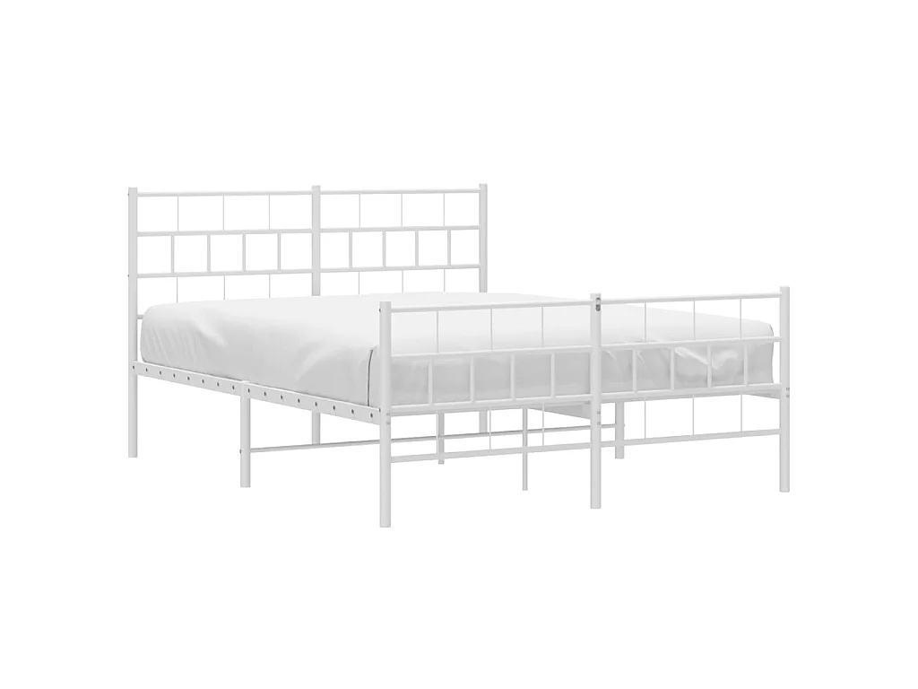 Cama 135x190 cm metal con cabecero y estribo blanco ES50947