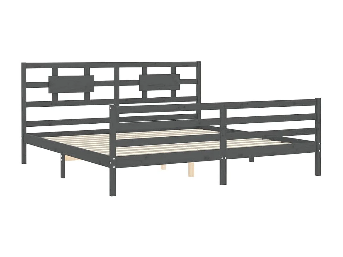 Cama com cabeceira 200x200 cm madeira maciça cinza PT609223