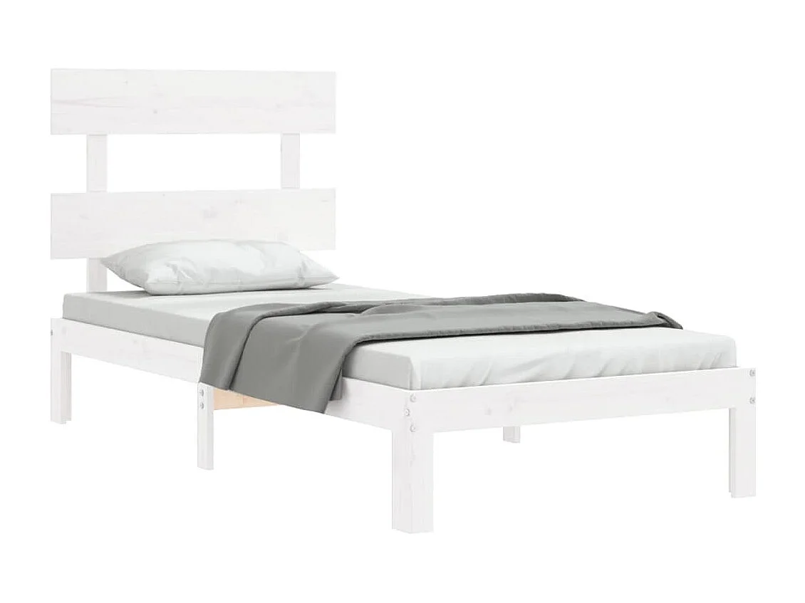 Lit-90x200 cm avec tête de lit blanc bois massif EGGB27920