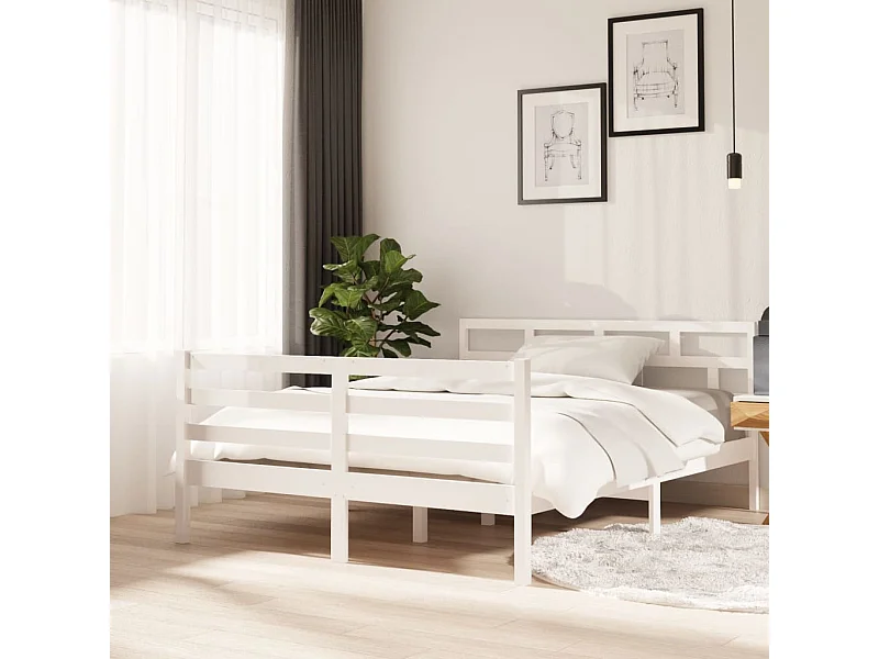 Lit-140x190 cm Blanc Bois massif EGGB84612