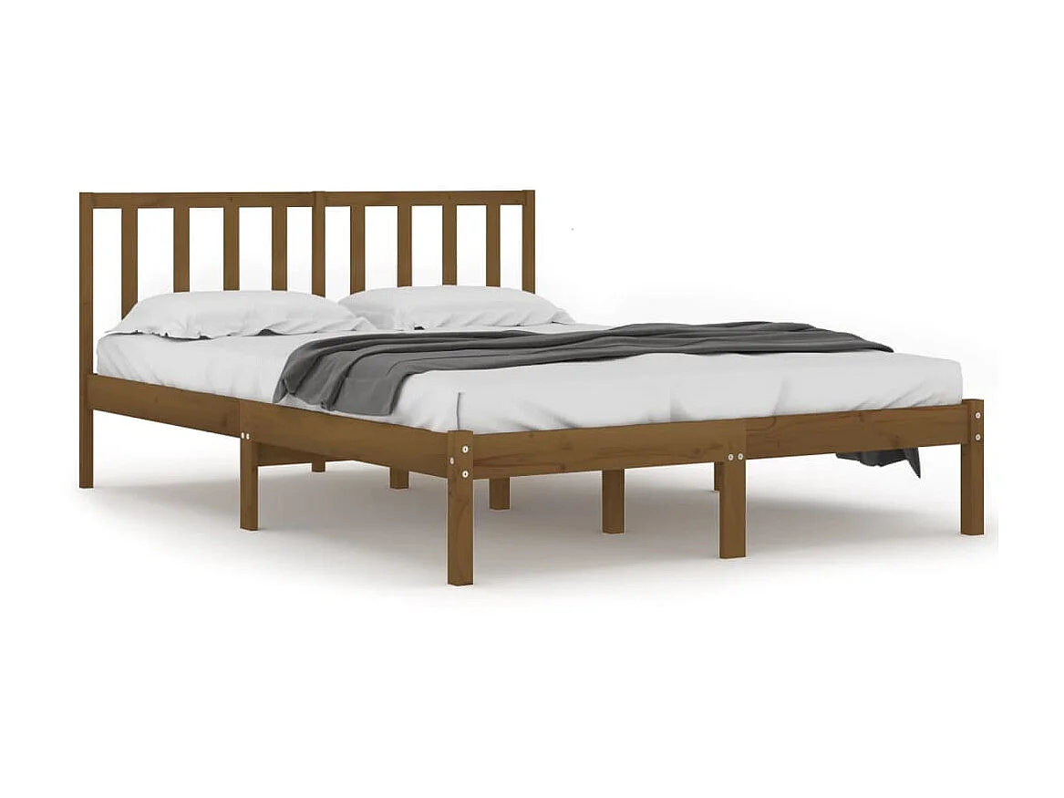 Lit-200x200 cm Marron miel Bois de pin massif EGGB81041