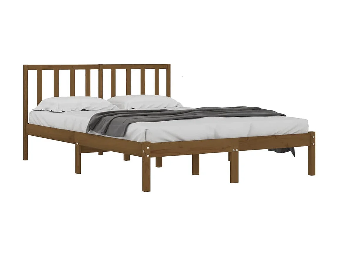 Lit-200x200 cm Marron miel Bois de pin massif EGGB81041