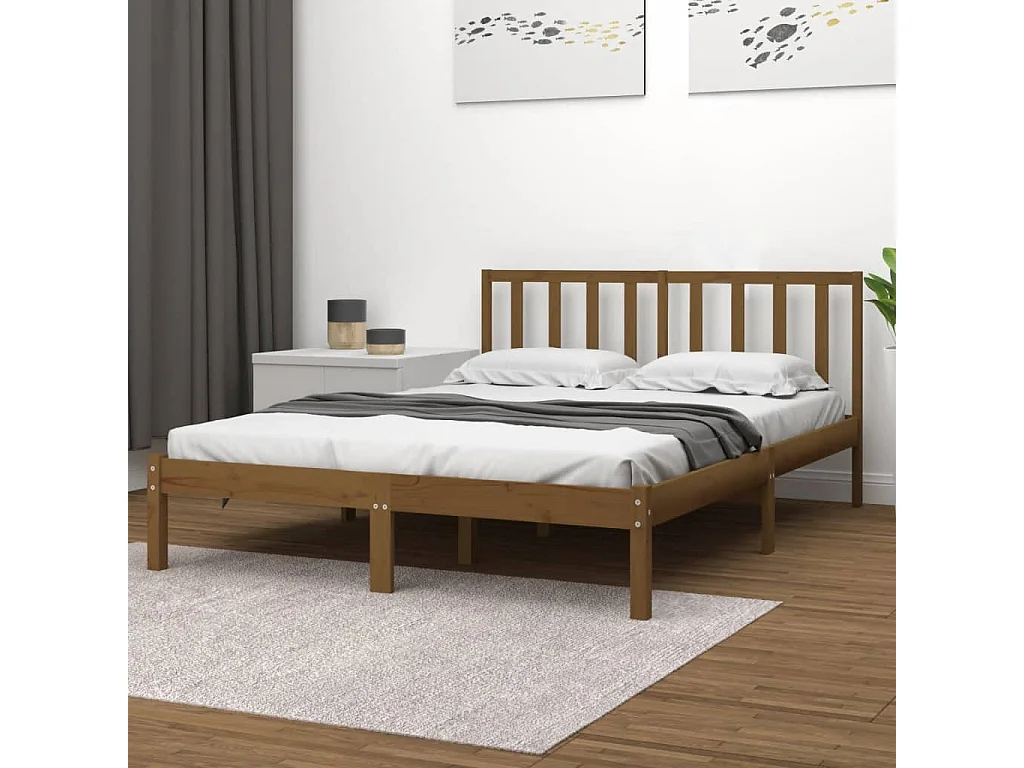 Bedframe massief grenenhout honingbruin 200x200 cm NL35217