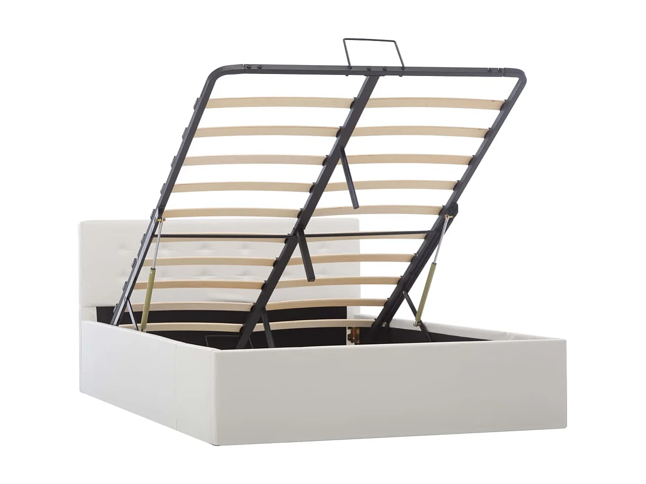 Cama hidráulica c/ arrumação 120x200cm couro artificial branco PT763268