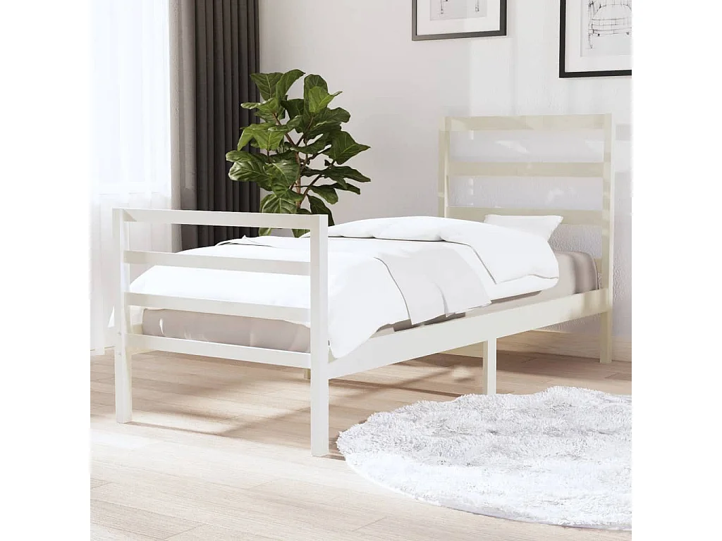Bedframe massief grenenhout wit 90x190 cm NL17919