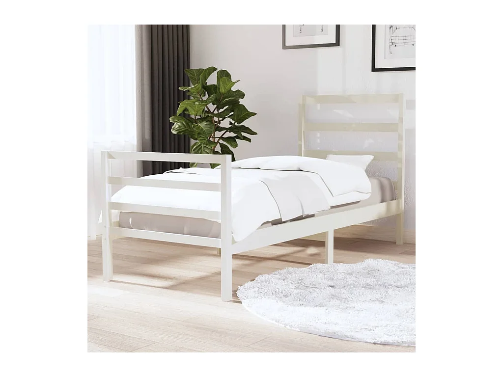 Bedframe massief grenenhout wit 90x190 cm NL17919