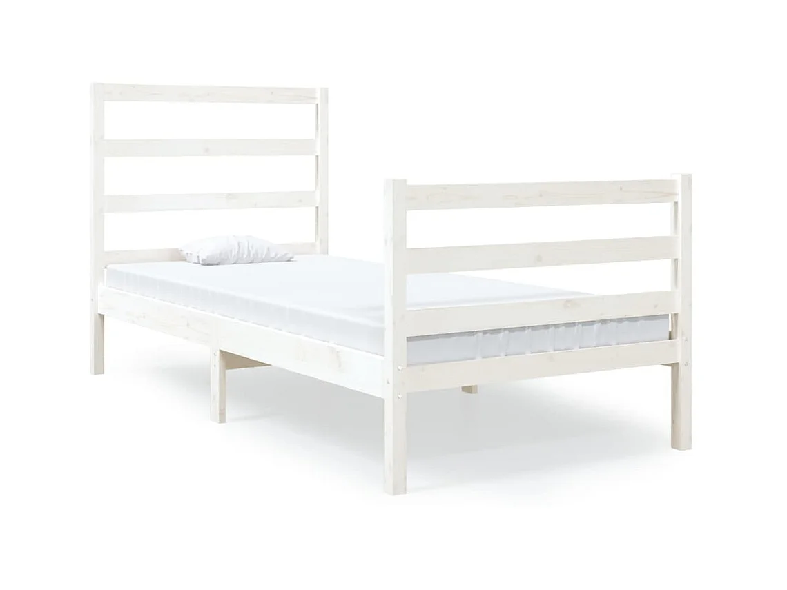 Lit-90x190 cm Blanc Bois de pin massif Simple EGGB32825